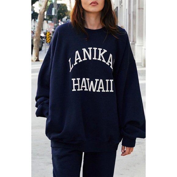 Brandy Melville John Galt Hawaii Navy Oversized Crewneck - Picture 1 of 5